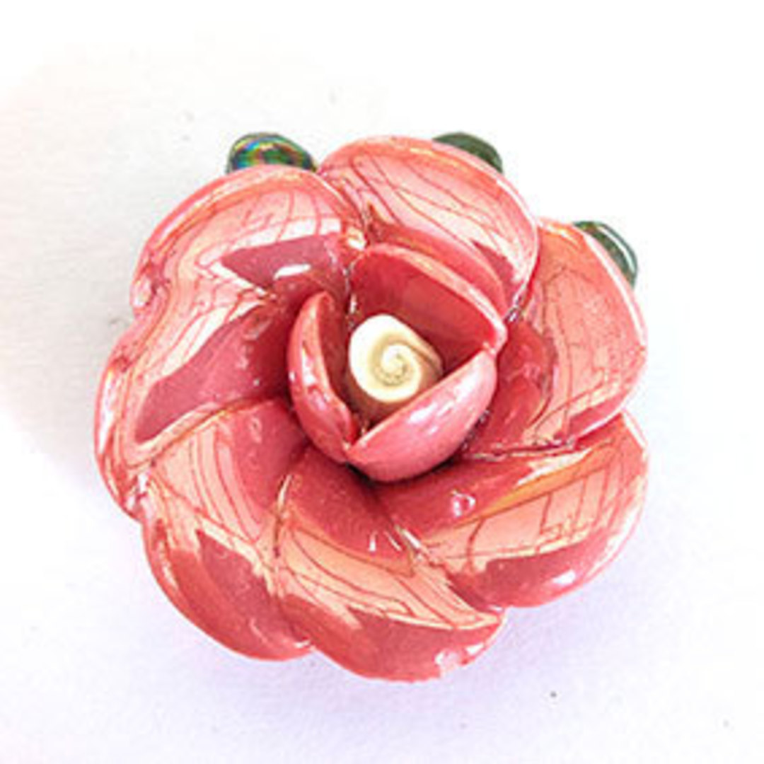 Handmade porcelain rose, 35mm: Salmon Pink image 0