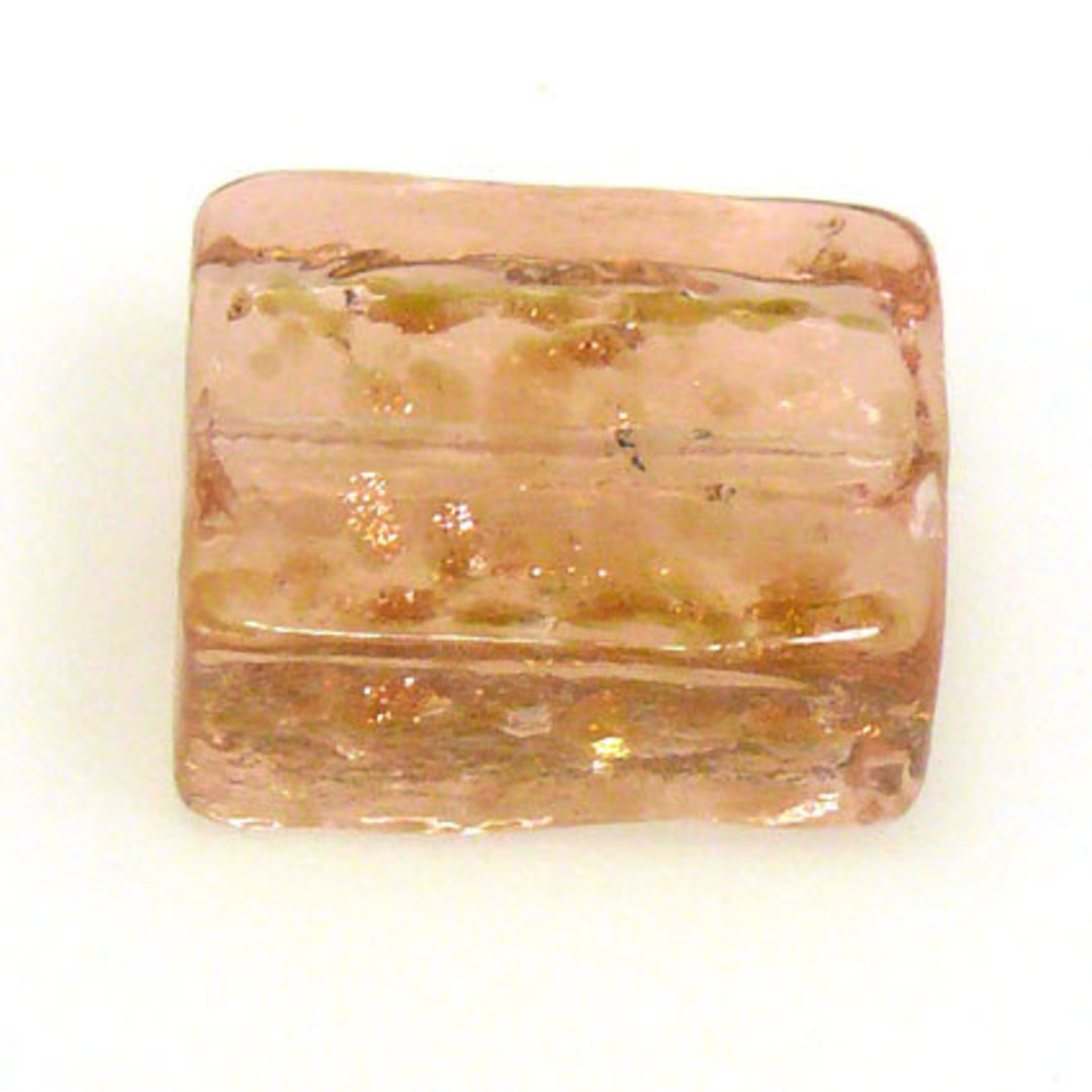 Chinese Lampwork Rectangle (14mm x 18mm): Peach with gold flecks image 0