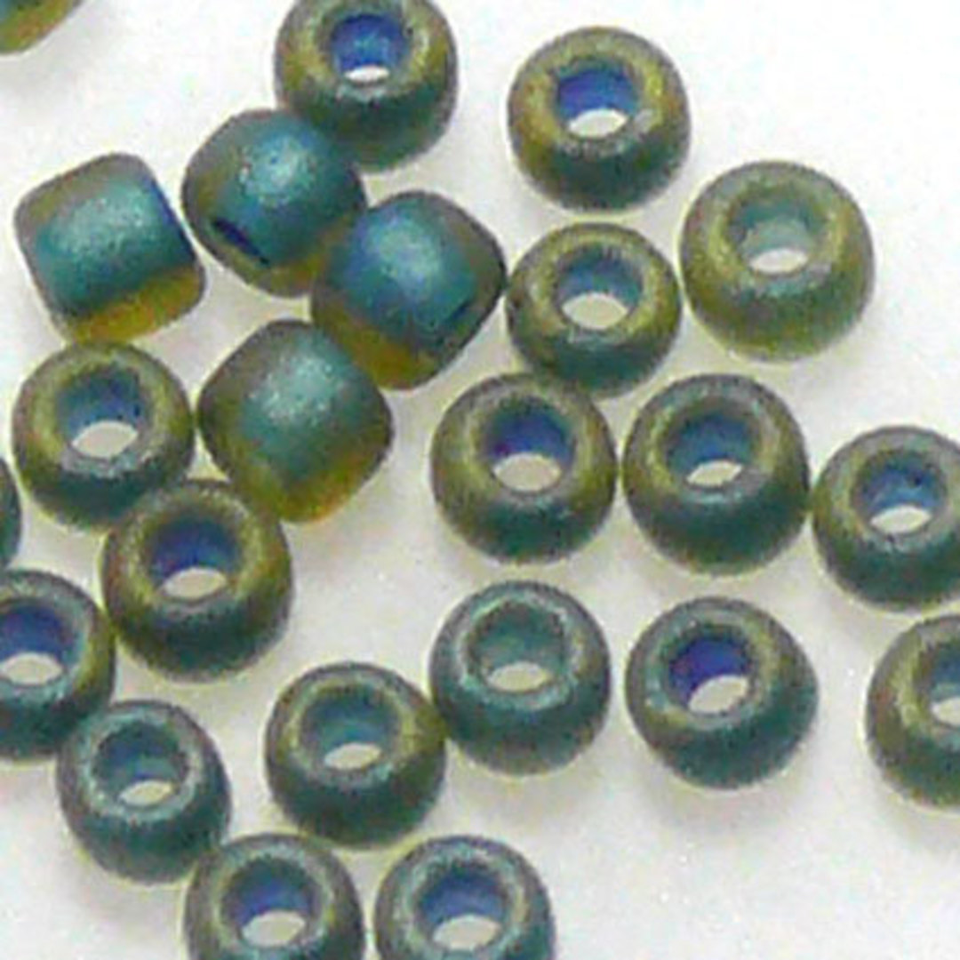 Matsuno size 11 round: F399F - Frosted Teal/Gold tinge, colour lined (7 grams) image 0