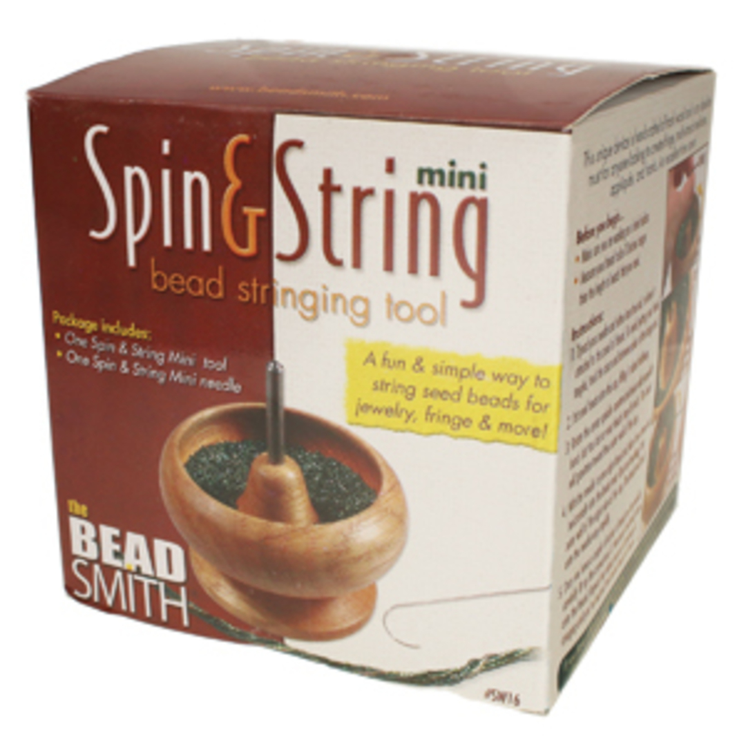 Spin & String Mini (9cm): Wooden Bead Stringer with needle image 1