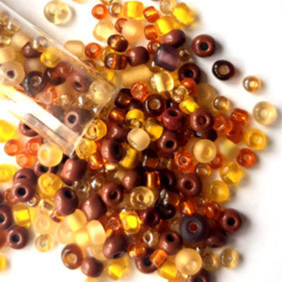 Seed Bead Mix, 25 grams - YELLOW BROWN image 0