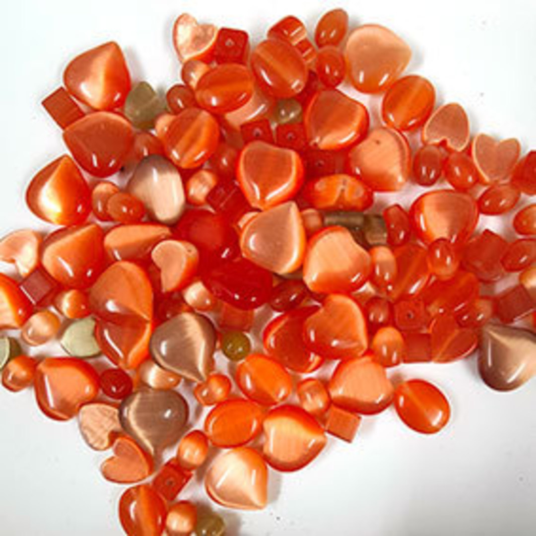NEW! Glass Bead Mix - Cats Eye, oranges image 0