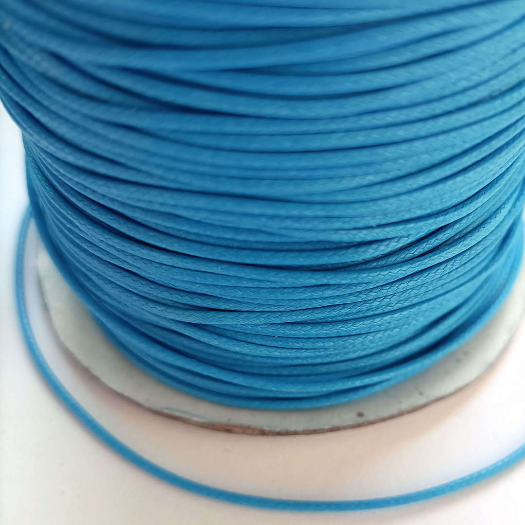 1mm round polished cotton cord - Aqua image 0
