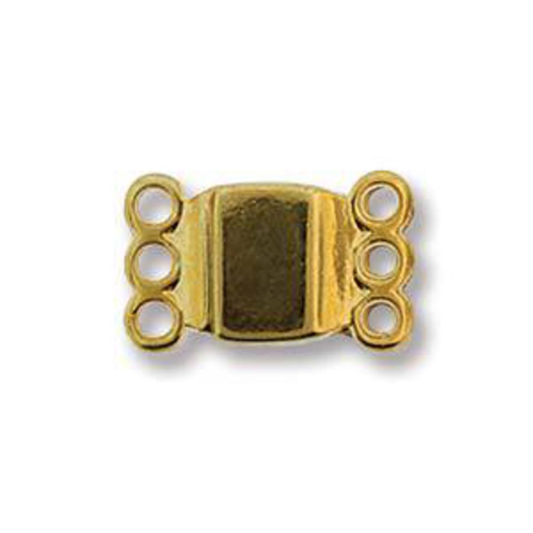 Magnetic 3 Strand Spacer Clasp (13.7mm x 6.6mm) - gold plate image 1