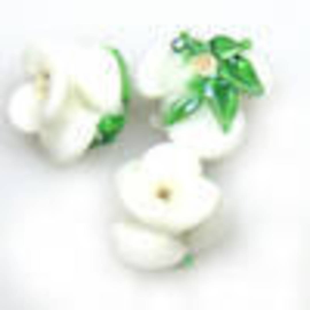 Lampwork Bud Flower, 12mm - White image 0