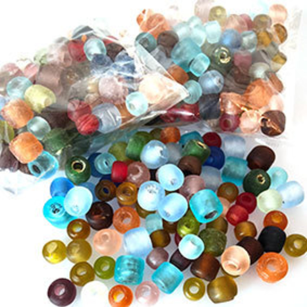 NEW! Glass Bead Mix - Matte Vintage Multi - large hole (5mm) image 0