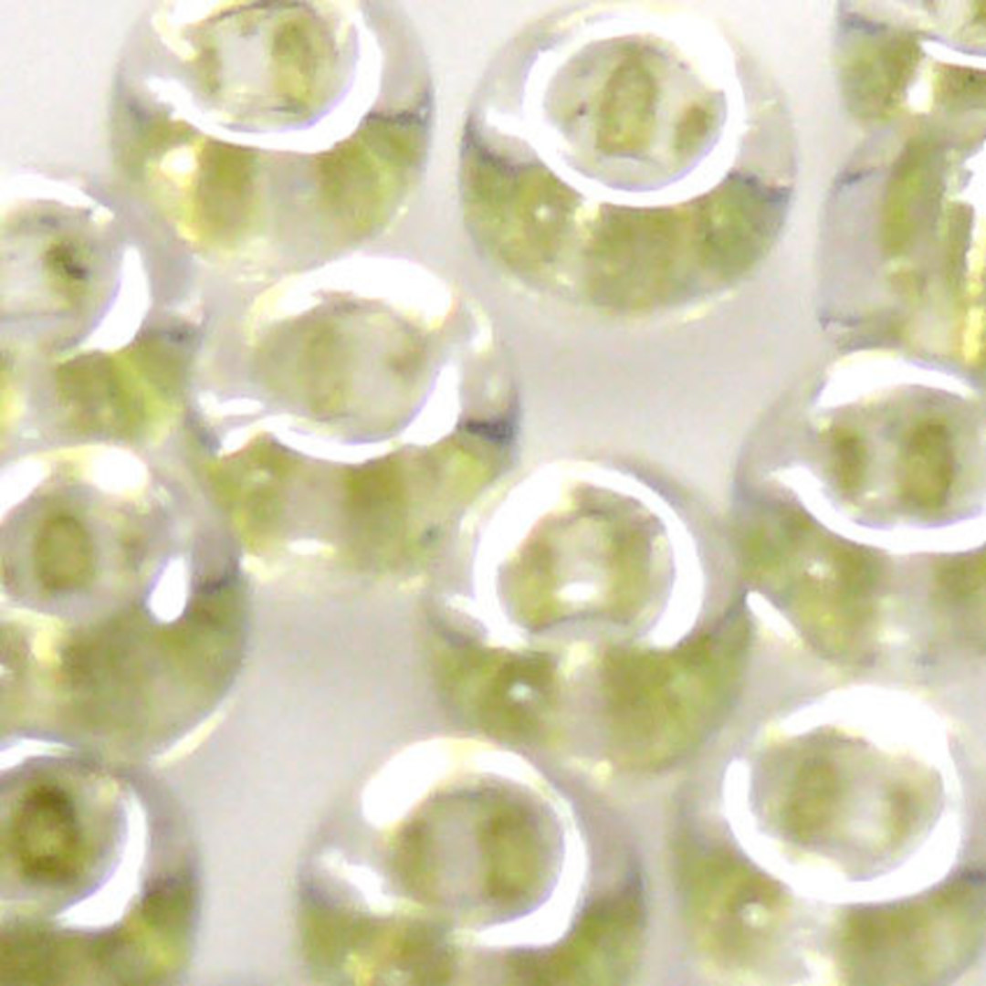 Miyuki size 6 round: 707 - Light Green/Clear, colour lined (7 grams) image 1