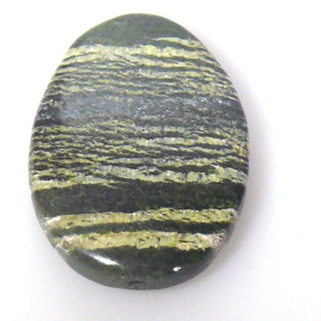 Semi Precious striped flat oval bead, approx 30mm x 40mm image 0