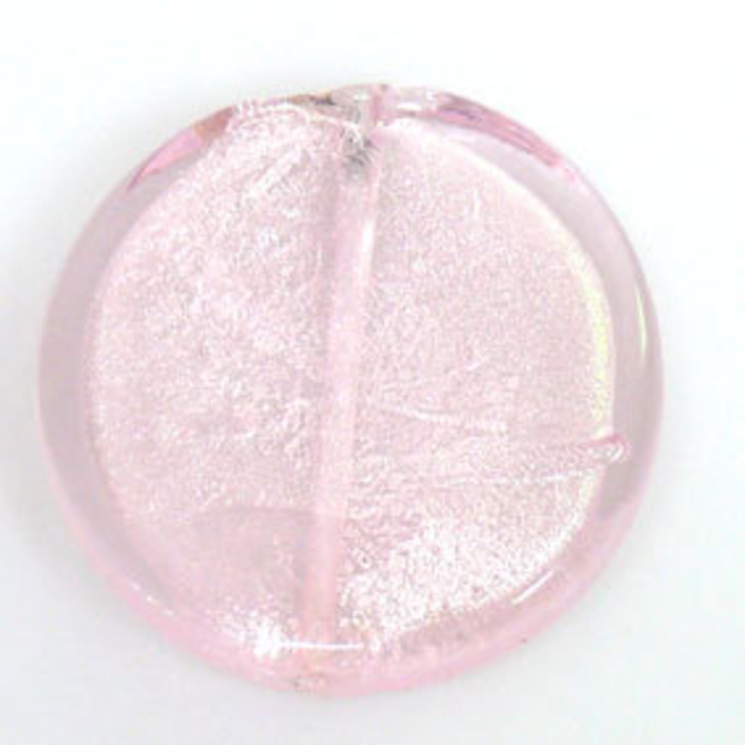 Indian Lampwork Foiled Disc: Light Pink - approx. 31mm (5mm thick) image 0