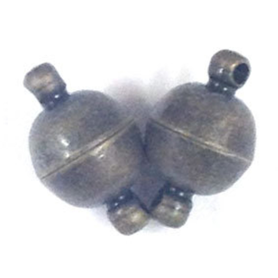 9mm x 8mm Magnetic clasp: plain ball - antique brass image 0