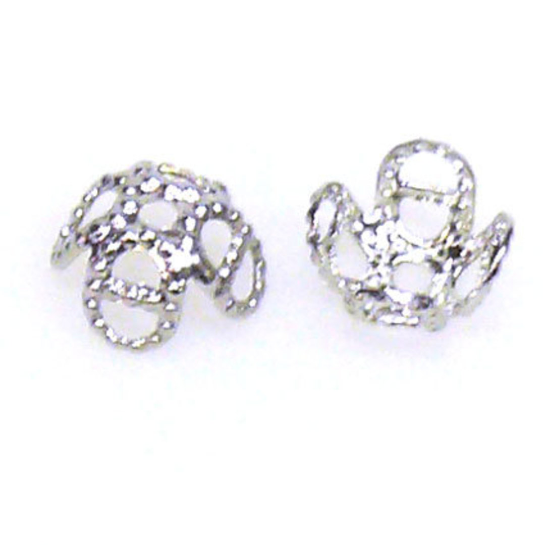 Antique Silver Bead Cap, 7mm, flower like image 0