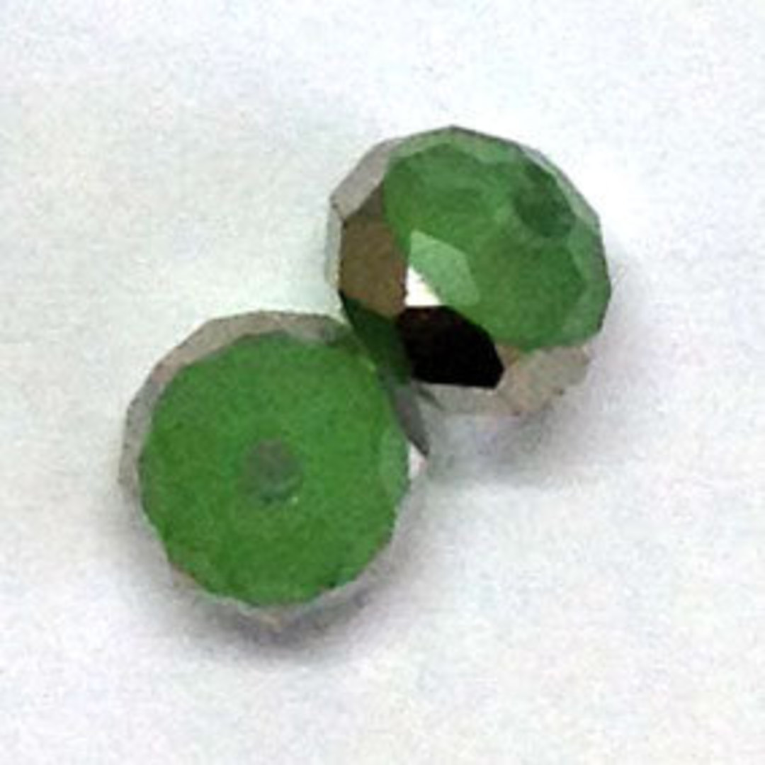 Chinese Crystal, 8mm rhondelle - Milky Lt Olivine with silver stripe image 0