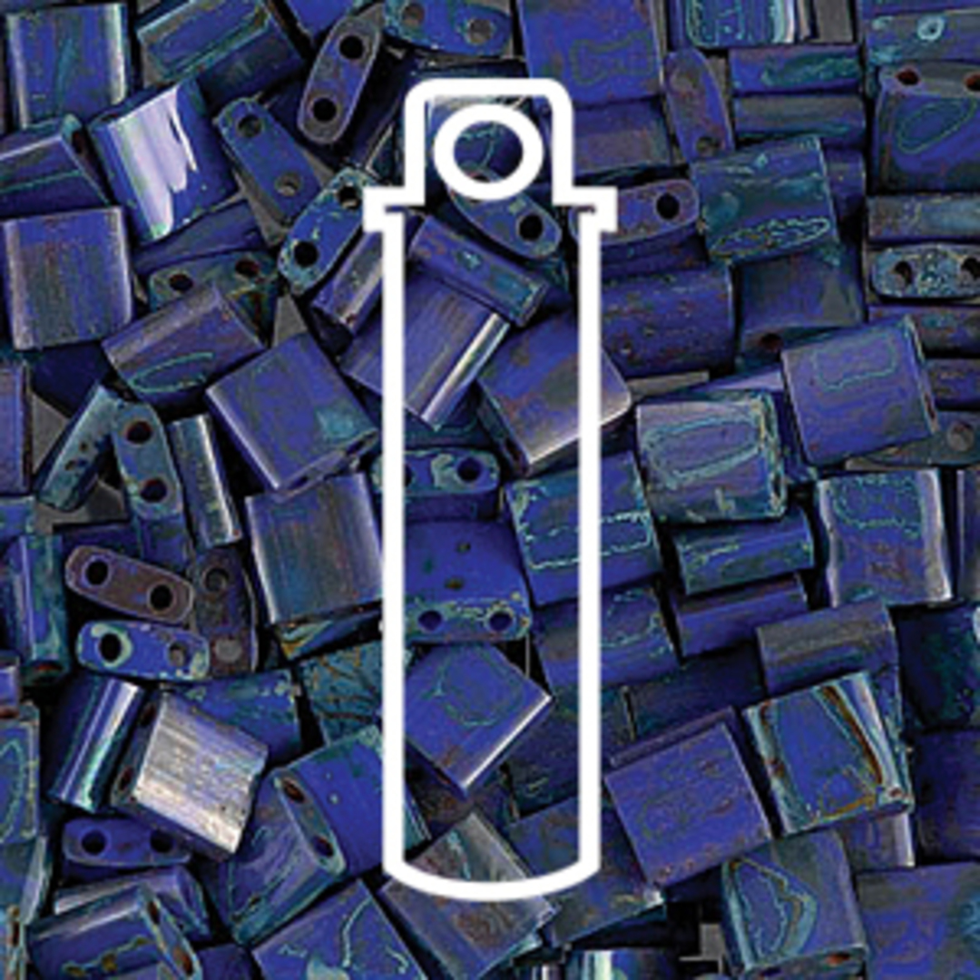 NEW! Miyuki Tila Bead 4518 - Opaque Cobalt Picasso (7.2 grams) image 0