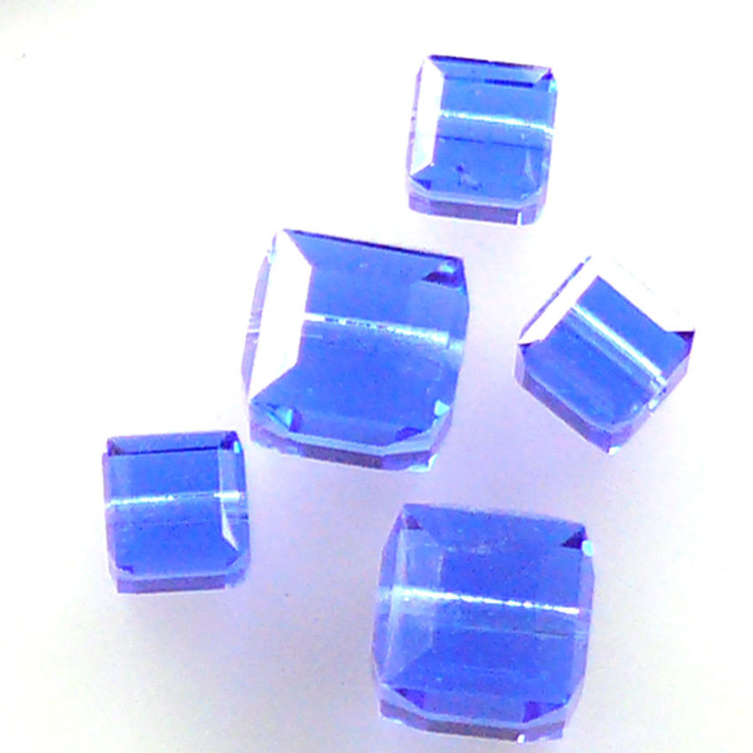 4mm Swarovski Crystal Cube, Sapphire image 0