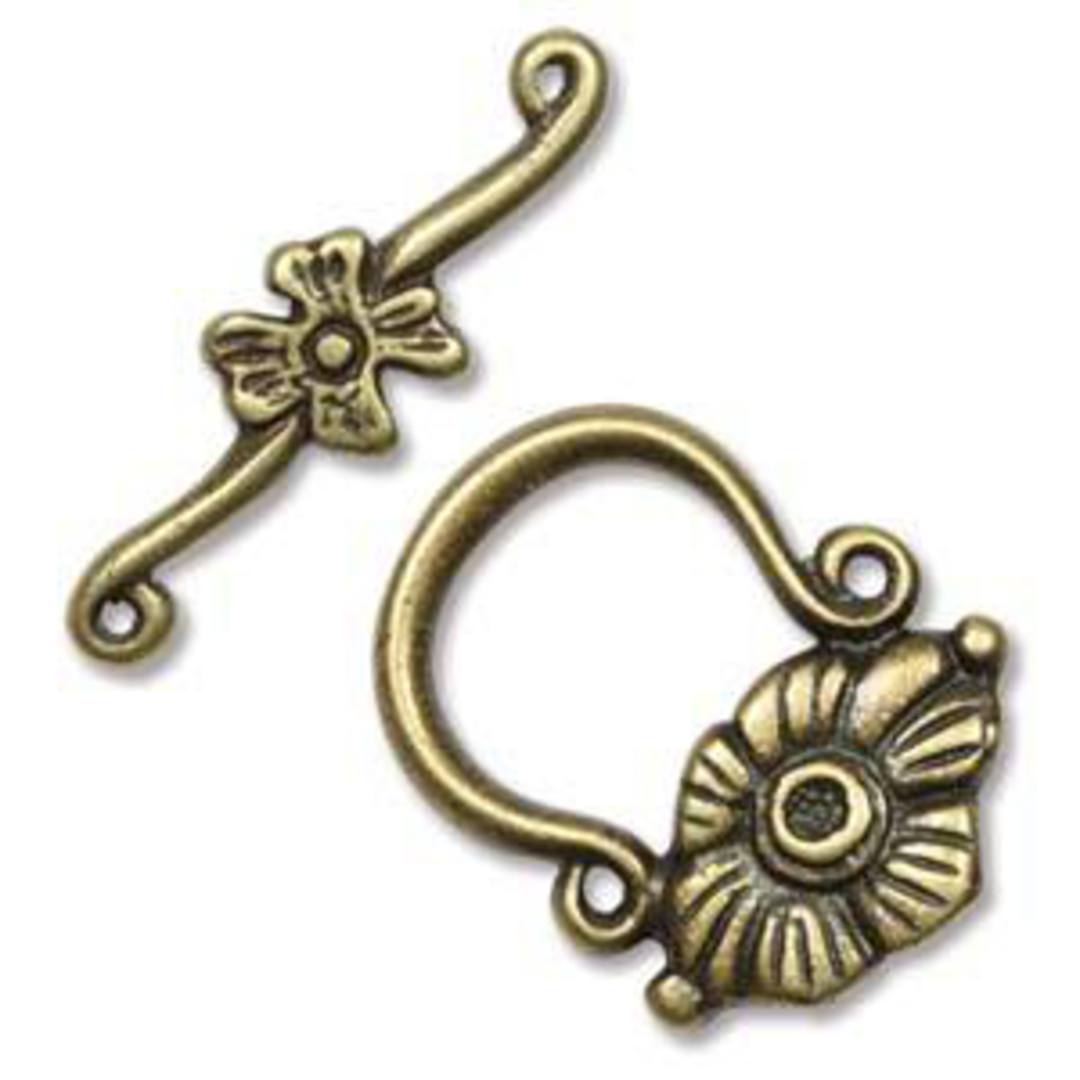 Toggle 12: Deco flower - antique brass image 0