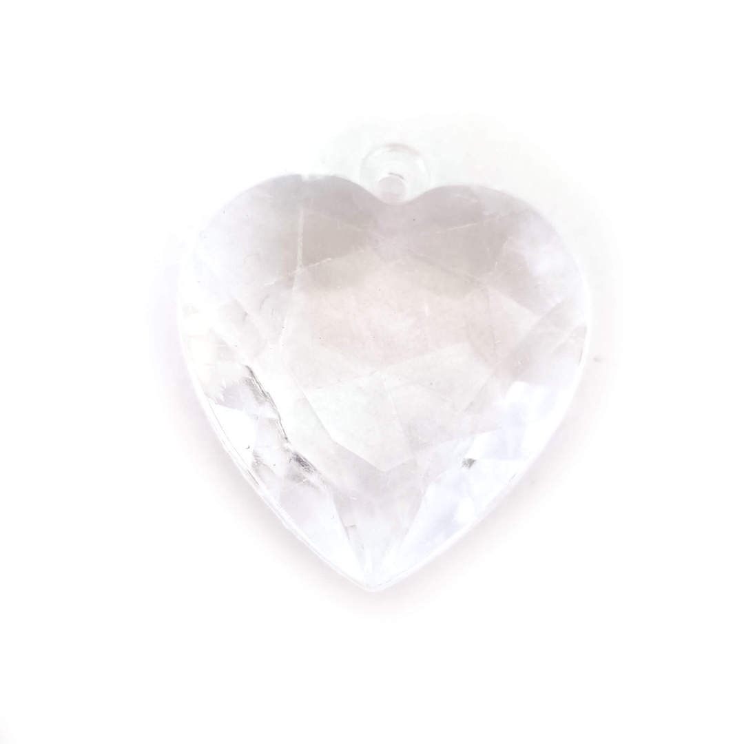 SECONDS (light scratching): Clear Acrylic Chandelier Piece, faceted heart, top loop 30 x 25 image 0