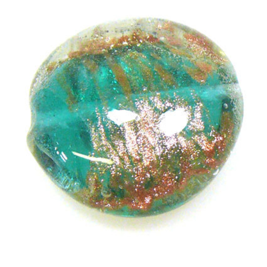 Chinese Lampwork Cushion (20mm): Transparent Emerald with gold markings image 0