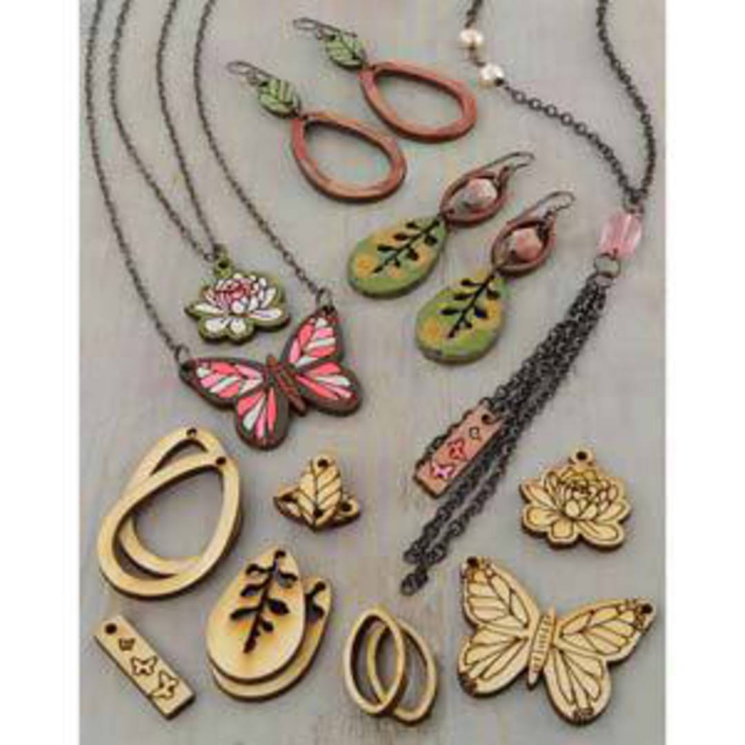 Wooden Jewellery Pop Out 007: Butterfly Lillies Panel (6.8 x 9.6cm) image 2