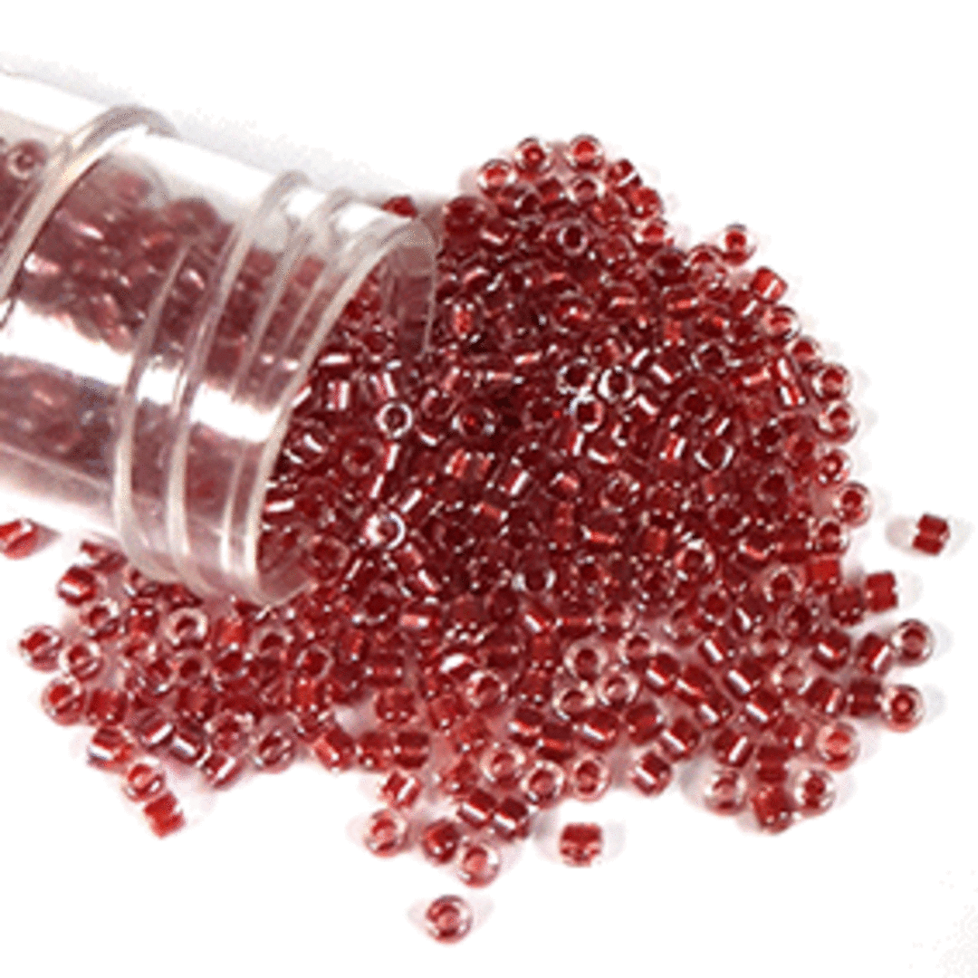11/0 Miyuki Delica, colour 924 - Sparkling Cranberry lined Crystal (7.2 grams) image 0