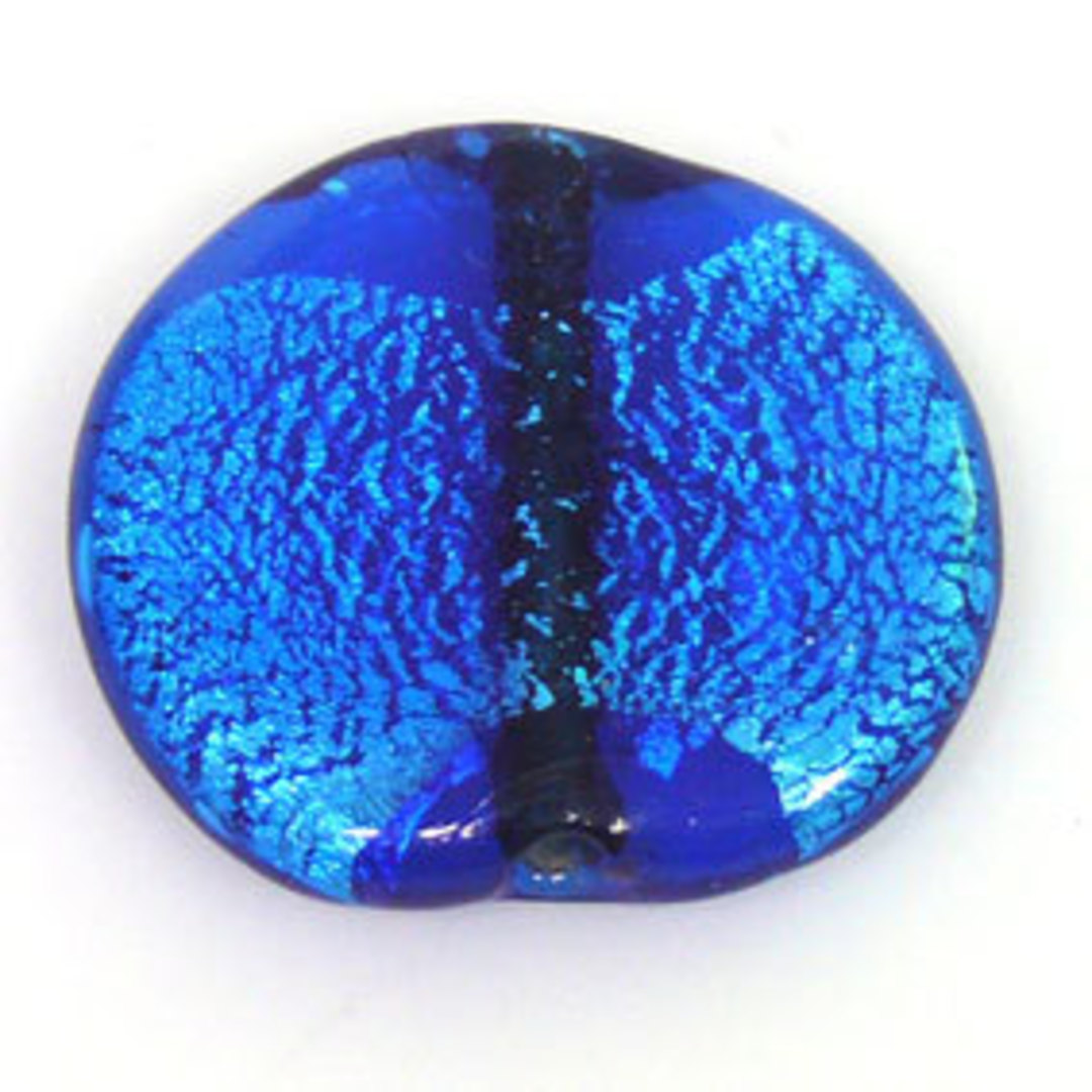 Indian Lampwork Foiled Disc: Capri Blue - approx 36mm x 30mm (5mm thick) image 0