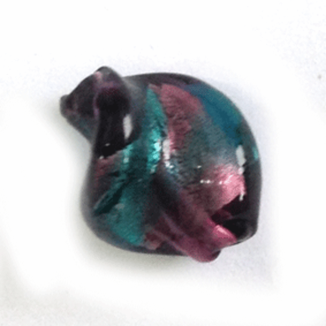 Chinese Lampwork Twist (12 x 15mm): Transparent indicolite and amethyst with silver foil image 0