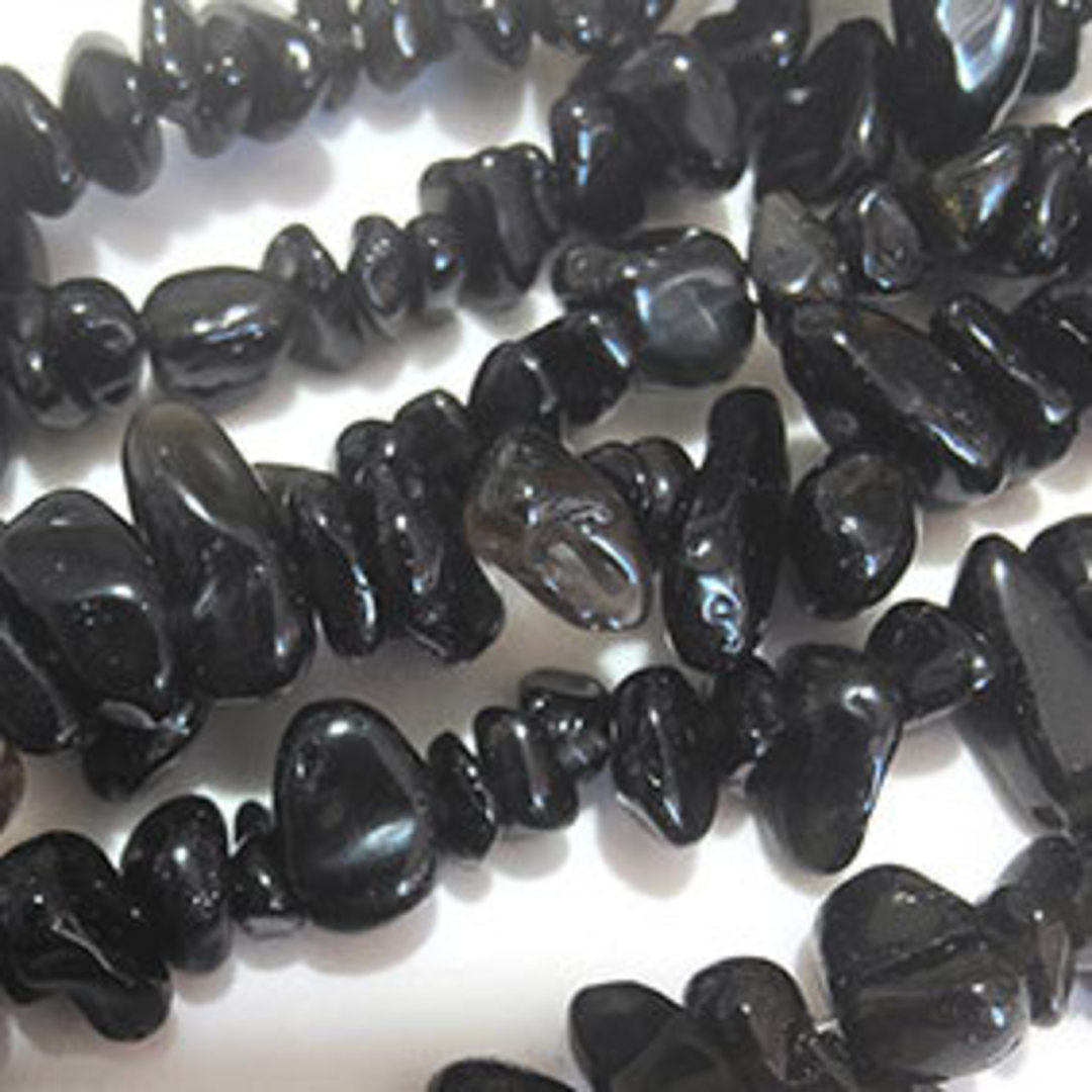 NEW! Black Obsidian Chips: 42cm strand image 0