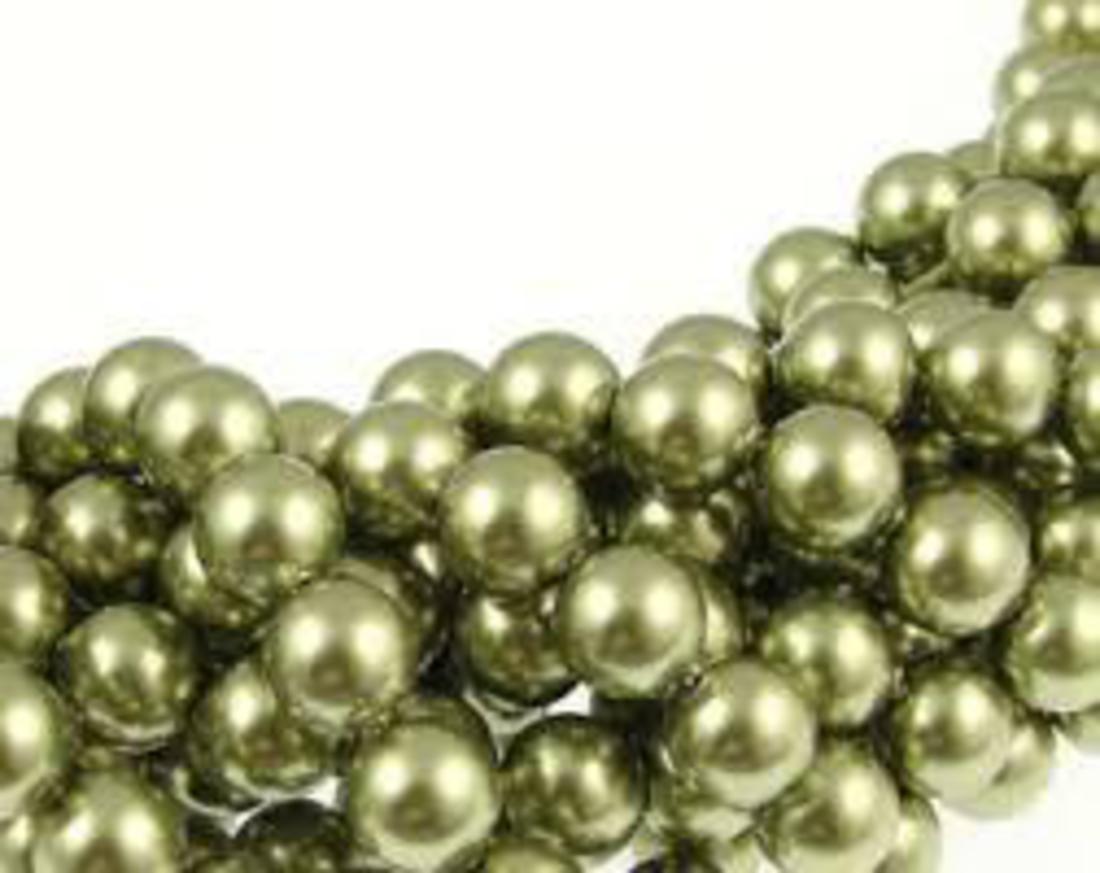 12mm Round Swarovski Pearl, Light Green image 0