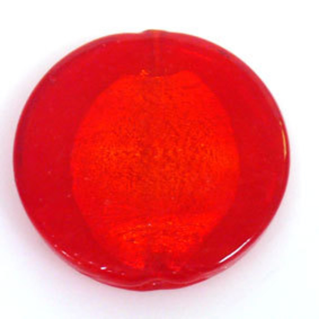 Indian Lampwork Foiled Disc: Red - approx. 31mm (5mm thick) image 0