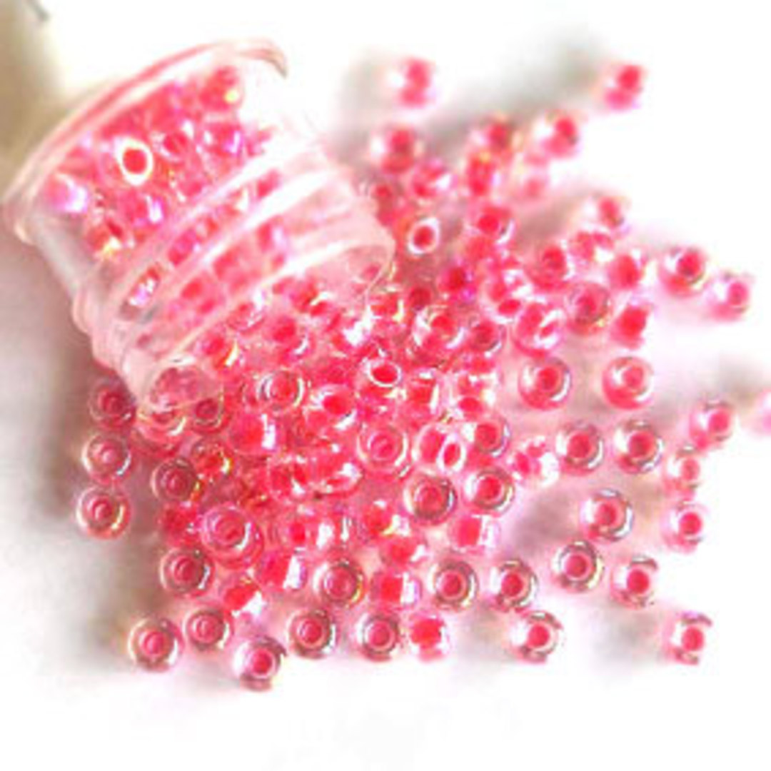 NEW! Miyuki size 8 round: 276 - Pink lined Crystal AB (7 grams) image 0