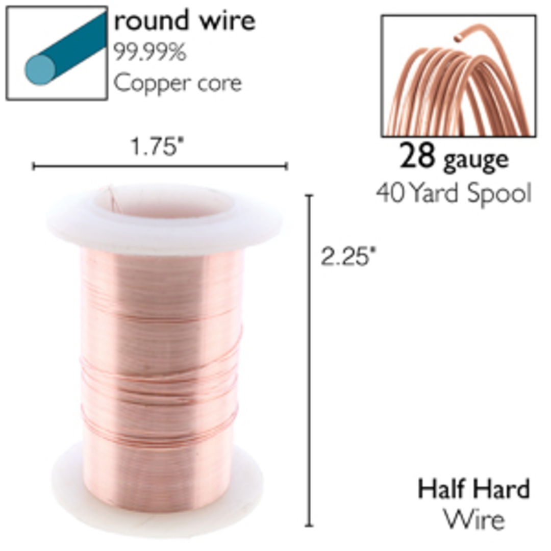 Beadsmith Craft Wire, Rose Gold Colour: 28 gauge (med temper) image 2
