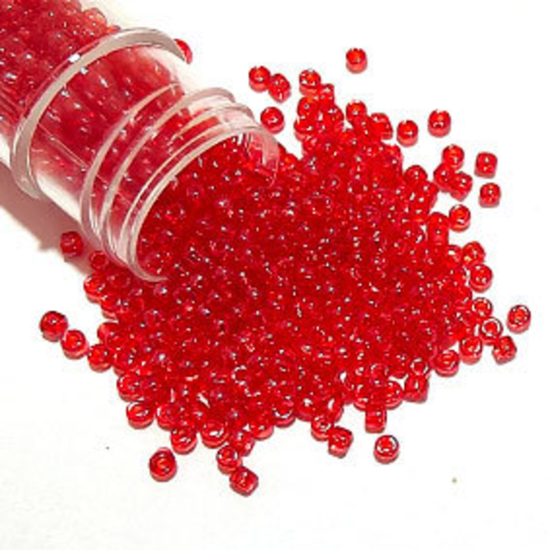 Matsuno size 11 round: 166 - Red Shimmer, transparent (7 grams) image 0