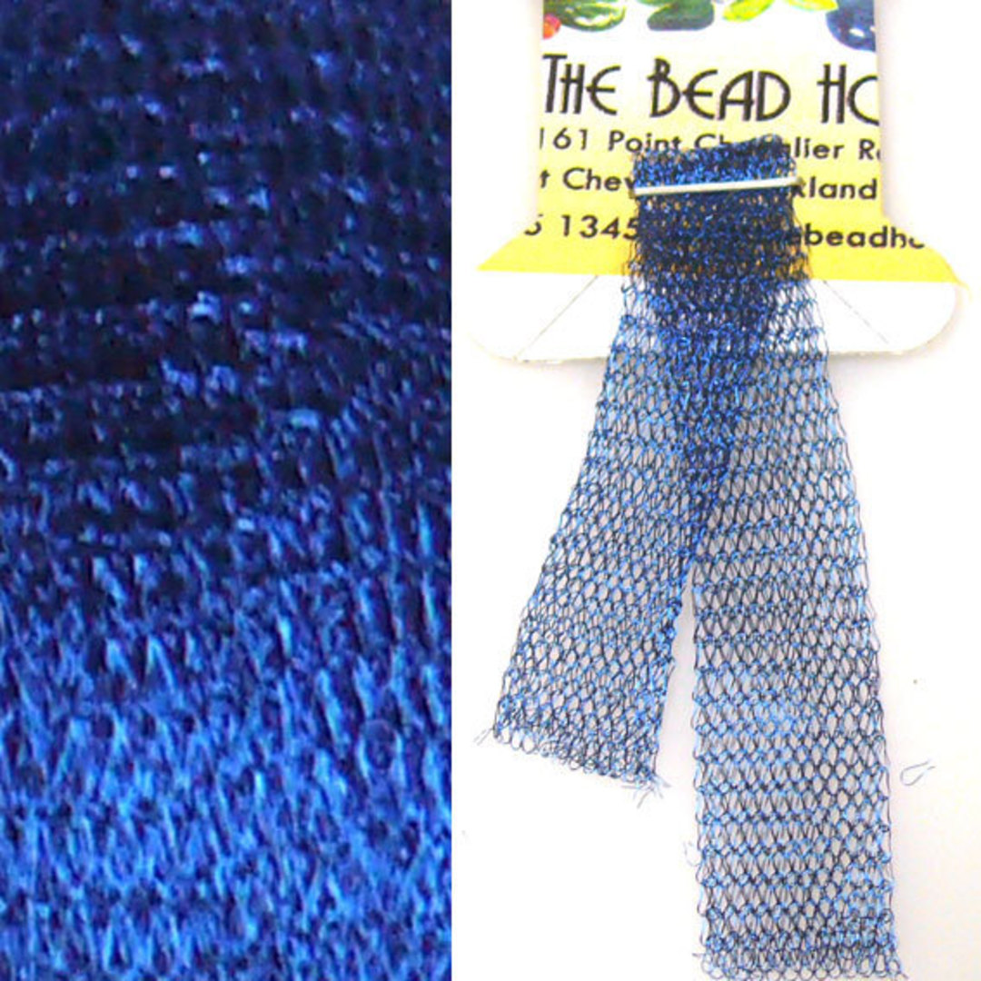 Italian Metallic Mesh Ribbon, Kingfisher Blue image 0