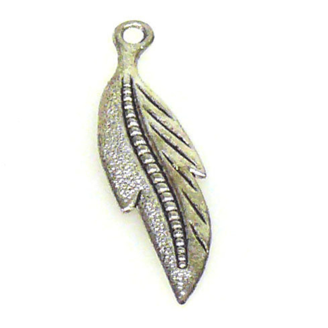 Metal Charm 4: Curved feather (9 x 35mm) image 0