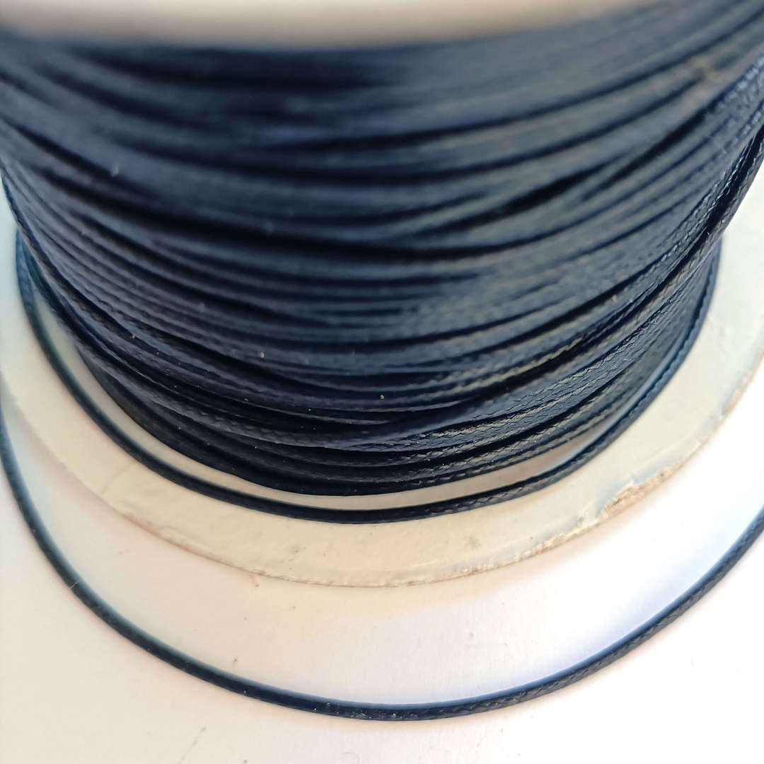 1mm round polished cotton cord - Black image 0