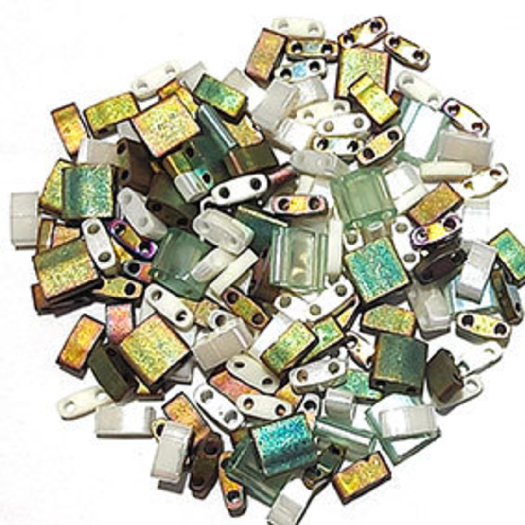 Miyuki Tila Bead MIX203, Standard, Half and Quarter Tilas: Cream 'n Green (6 grams) image 0
