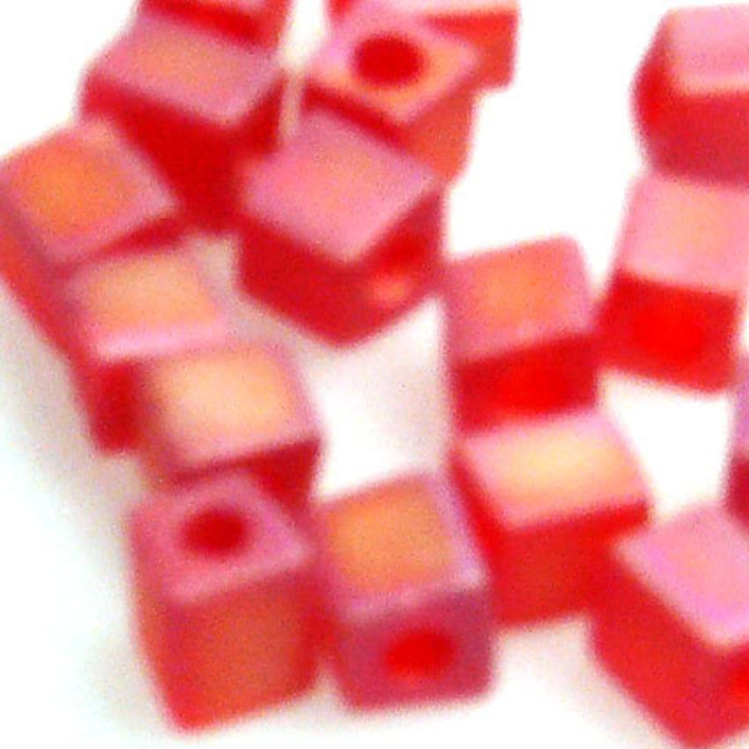 4mm Miyuki Square: R140F - Red Rainbow Frosted image 0