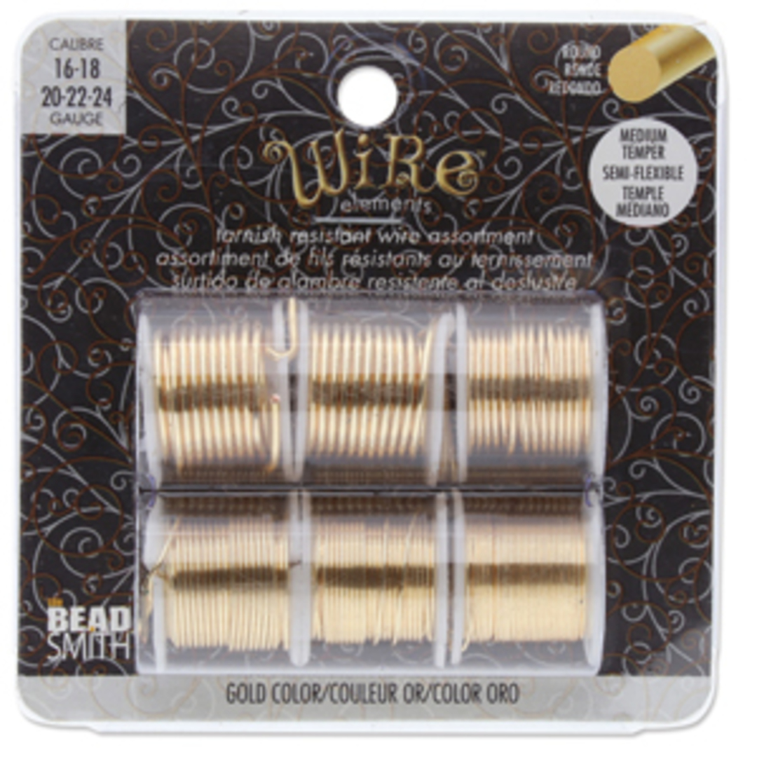 Beadsmith Craft Wire, Assorted Gold: 24-22-20-18-16 gauge. image 0
