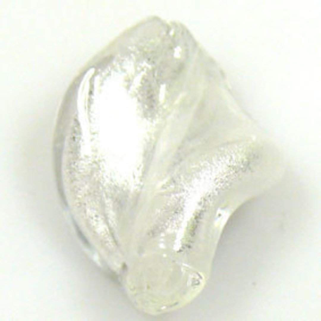 Indian Lampwork Twist (19 x 26mm): White with silver foil image 0