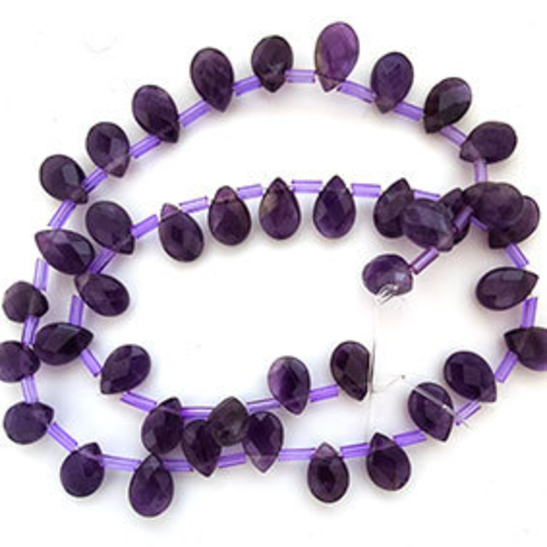 Amethyst Faceted Drops, 6 x 9mm. 41 beads per strand. image 0