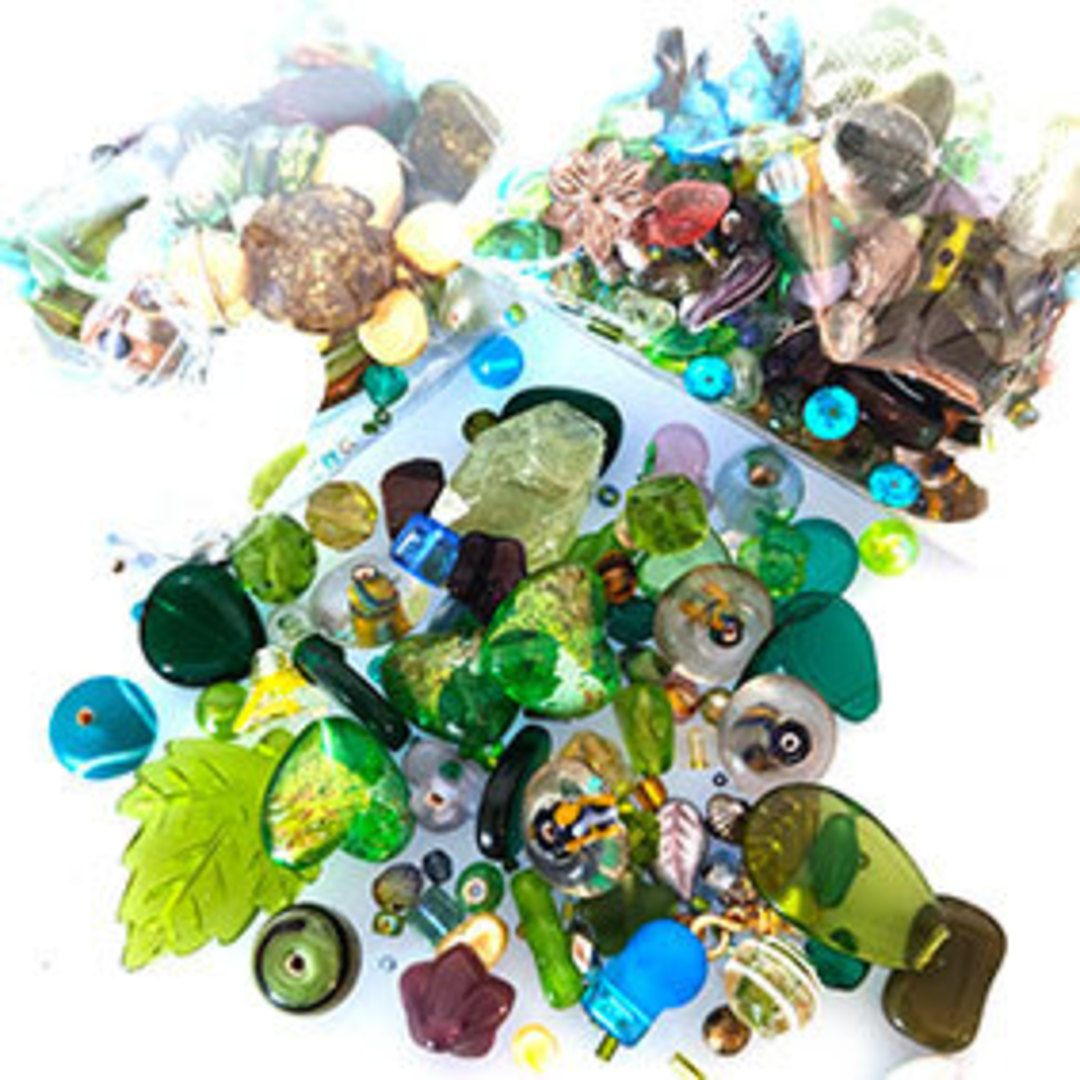 NEW! Glass Bead Mix - Vine with an aqua pop image 0