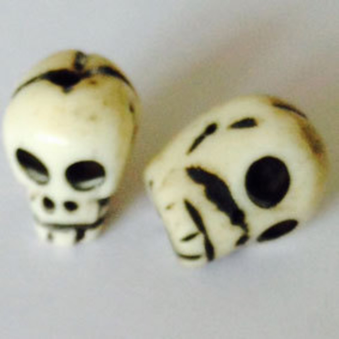 Bone Bead: Black&White skull 16mm x 11mm image 0