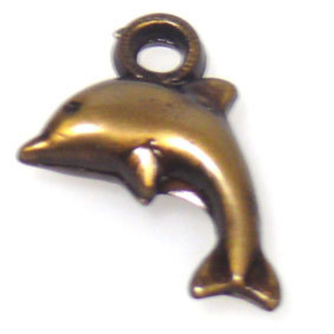 Acrylic Charm: Dolphin - antique brass image 0