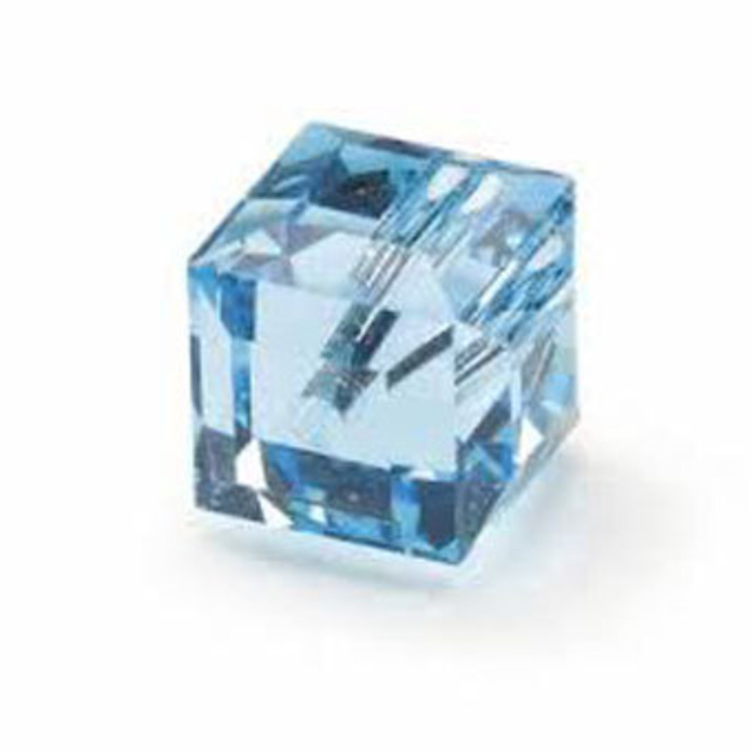 8mm Swarovski Crystal Cube, Aqua image 0