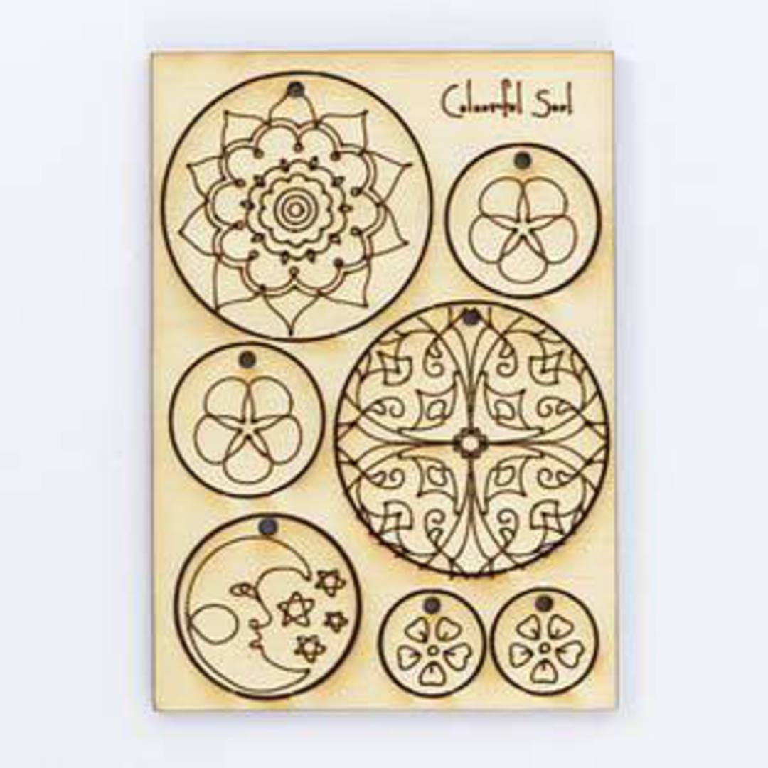Wooden Jewellery Pop Out 046: Sun and Moon Panel (6.8 x 9.6cm) image 0