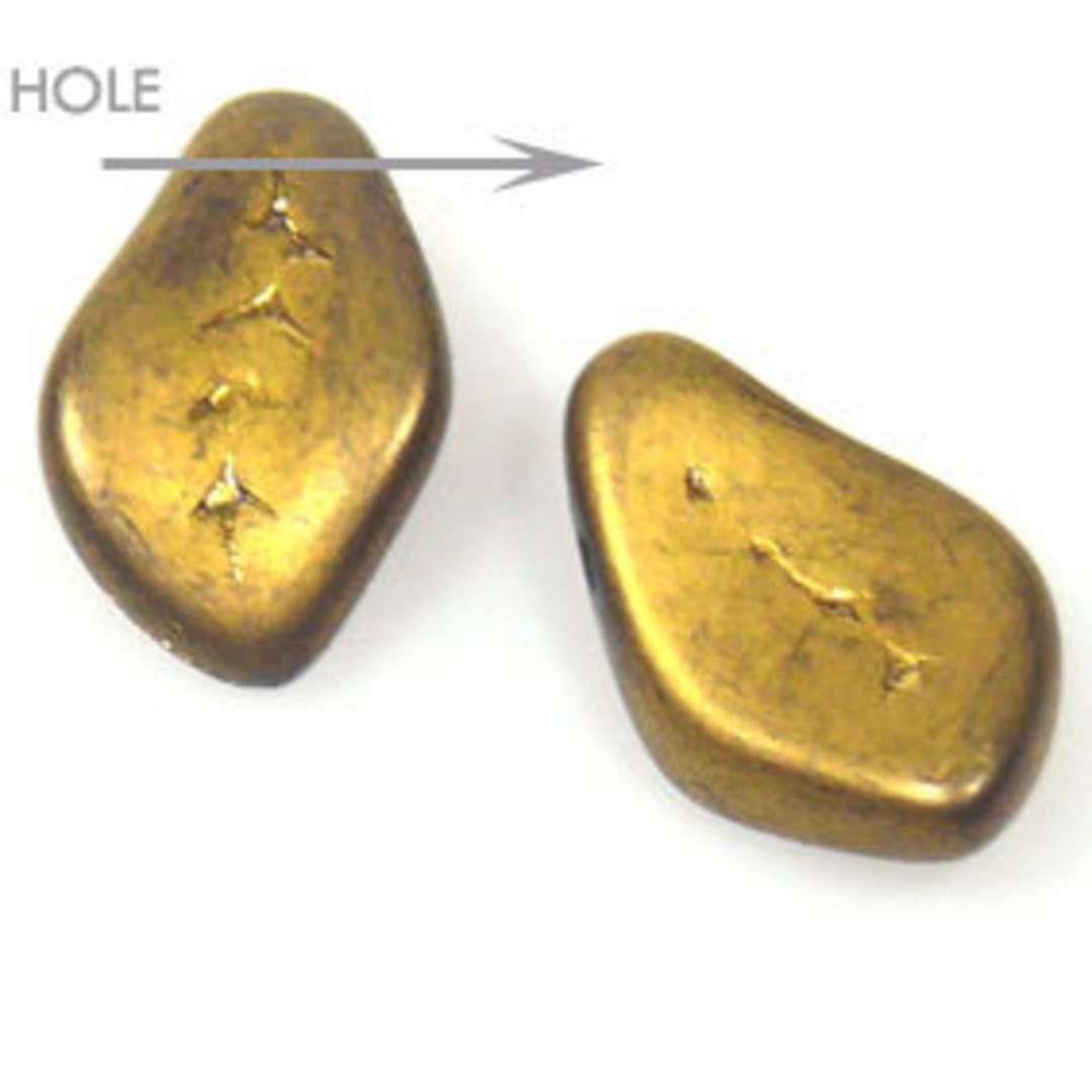 Glass Fat Curved Leaf, 9mm x 15mm - Metallic gold image 0