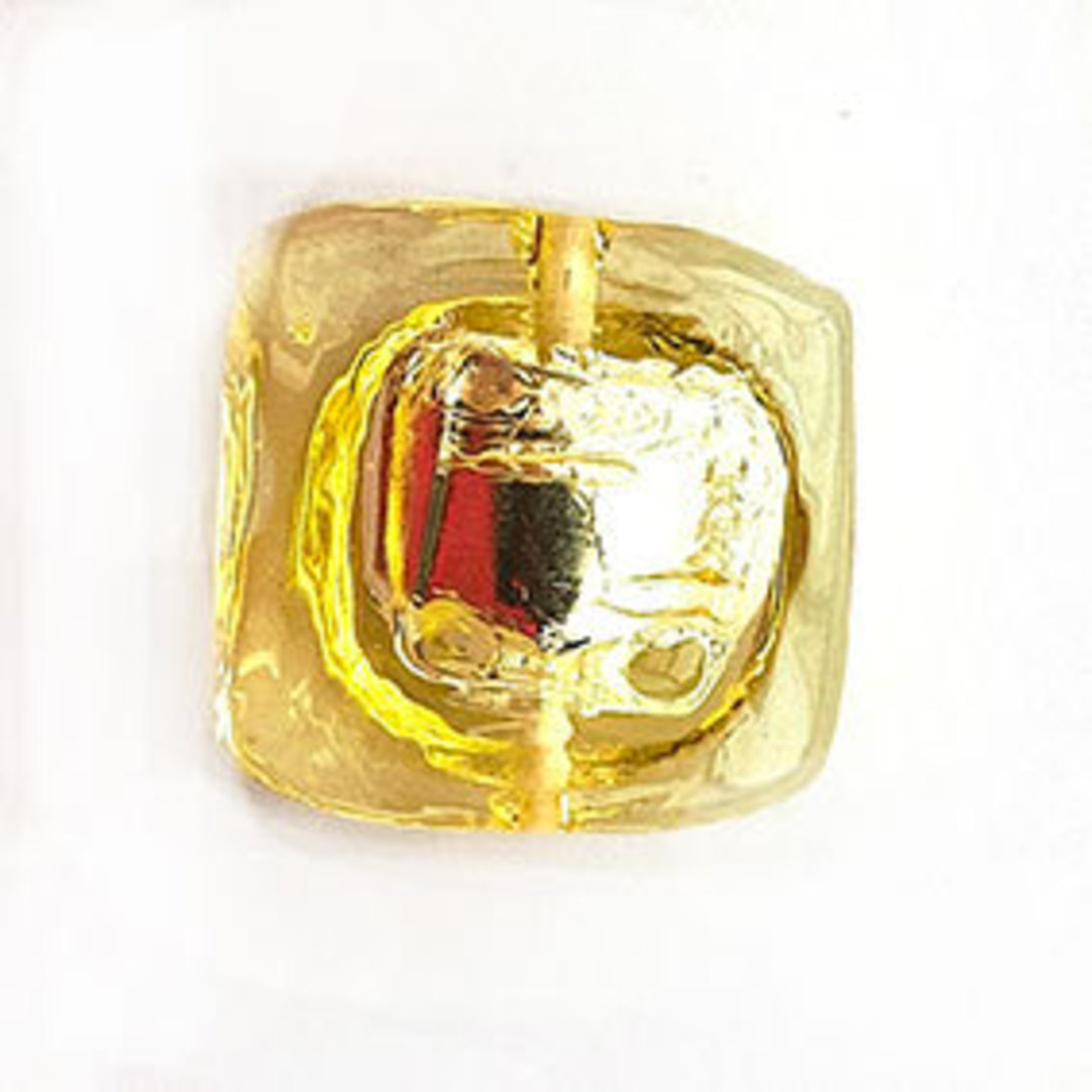 Czech Lampwork Square Bubble (20mm): Light yellow, silver lined image 0