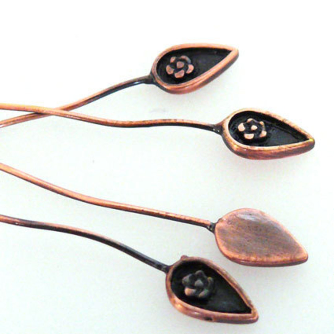 Extra Long (75mm) Headpin with pointed drop (20g) - Antique Copper image 0