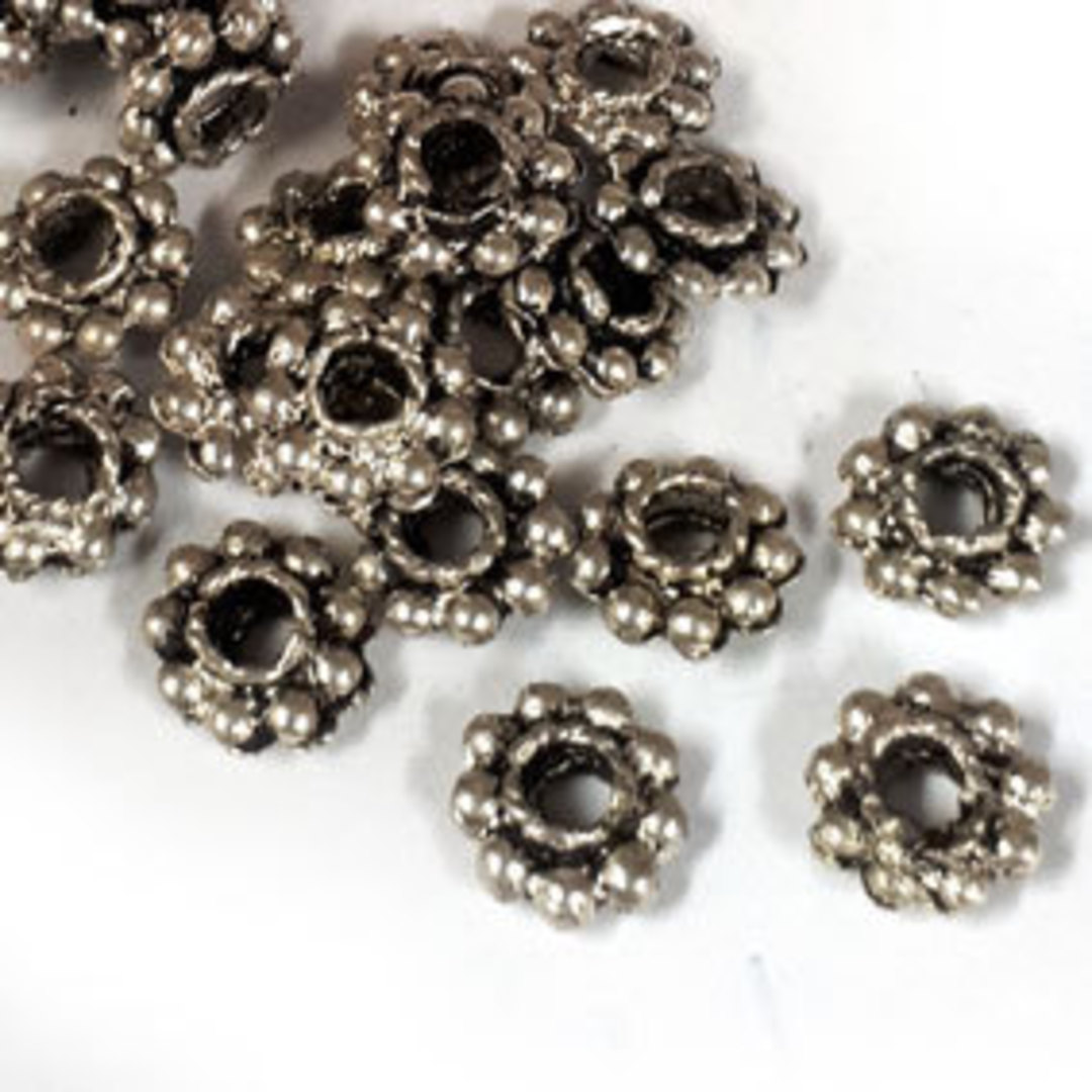Metal spacer: 7mm flower (2mm thick) - antique silver image 0