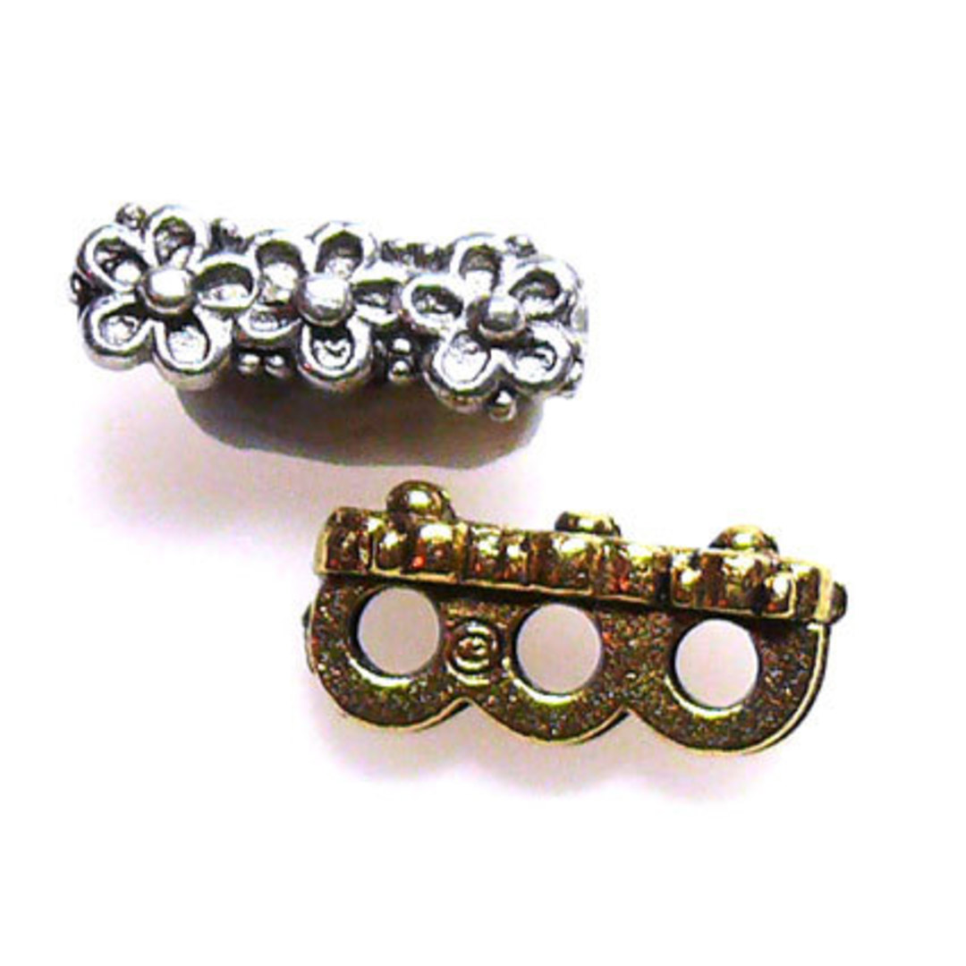 Spacer Bar, three holes with flower pattern image 0