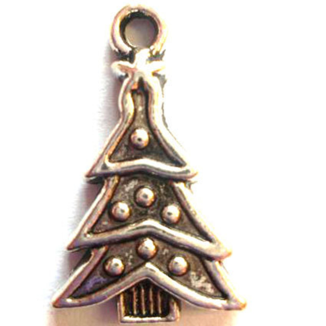 Metal Charm 5: Christmas tree - antique silver (18 x 23mm) image 0